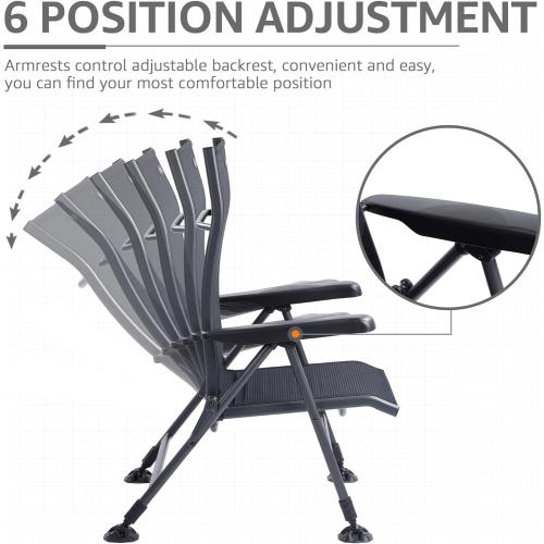 X Strike Folding Camping Chair Support 350 LBS, Outdoor Fishing Chair for Adults Breathable Mesh with Adjustable High Back Support and Leg, Aluminum Frame for Fishing, Camp, Lawn, Patio.