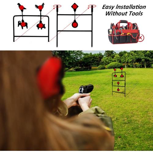 BB Gun Targets for Shooting Outdoor, Metal Spinning Target, Resetting Pellet Shooting Target, Rated for .22 .177 Caliber