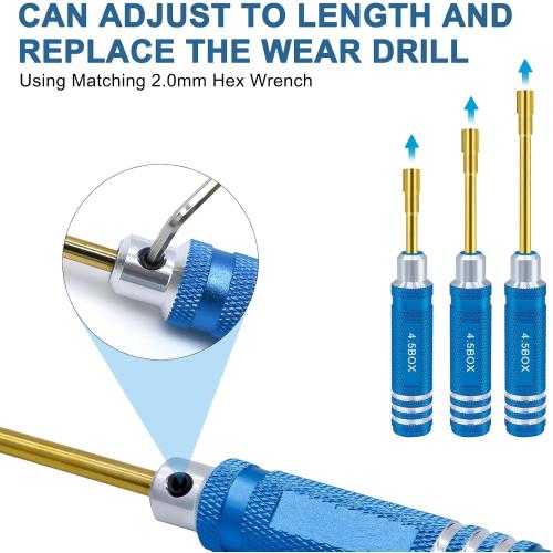 Hex Nut Screwdriver Set 2.0mm 2.5mm 3.0mm 3.5mm 4.0mm 4.5mm 5.0mm Hexagonal Head Nut Driver for Axial SCX24 Wheel Fixing 7PCS Screwdrivers for RC Models Car Boat Helicopter