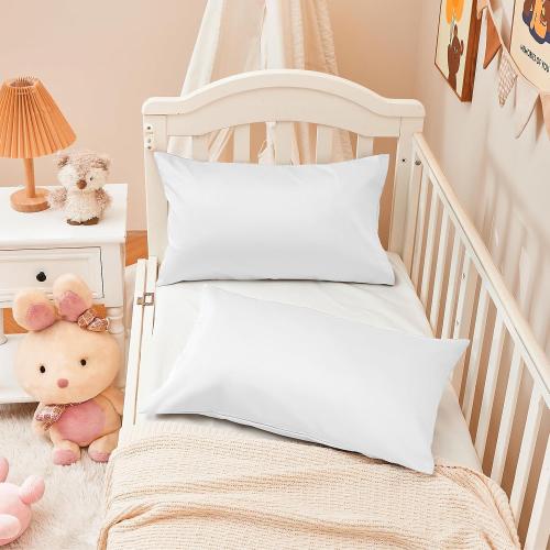 Warmstar 100% Cotton Toddler Pillowcase Set of 2, 600 Thread Count 13x18 Toddler Pillowcases Soft & Breathable, Cotton Travel Pillow Case Cover 13x 18 with Envelope Closure,White