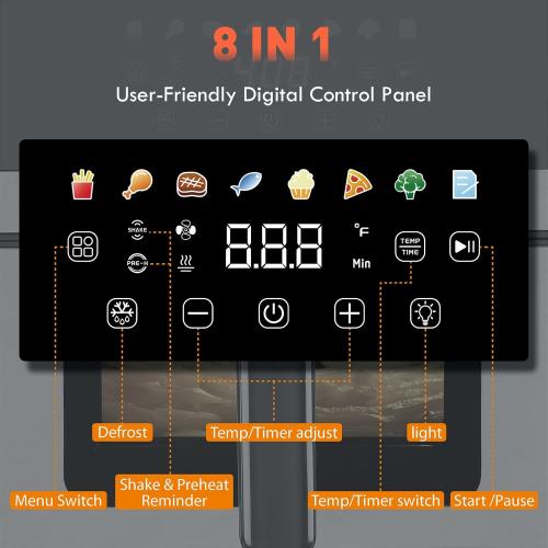 Air Fryer with Window Visible 8-in-1,Compact & Large 7.5-Qt,Up to 85% Less Oil,Roast, Bake, Dry, Reheat, Frozen, Broil,160-400℉ Even Results With Precise Temperature Control,Whole Metal Cover