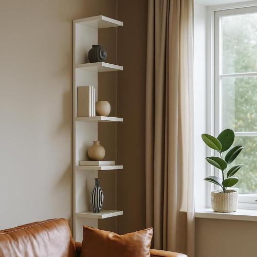 FURAOMEILI 7 Tier Wall Shelf Unit,Vertical Column Floating Storage Home Decor Organizer,White Lack Wall Shelf for Bedroom,Living Room,Office Decor(1 Pack)