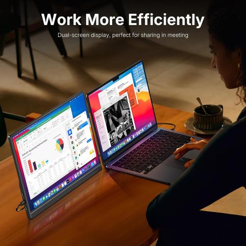 WGK 15.6 inch Portable Monitor 1080P FHD Travel Display HDMI/USB-C Compatible with Laptops, Desktops, Phones, PS, Mac, Xbox, Switch, and Other Gaming Devices Includes Stand and Speakers VESA