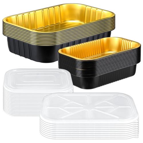 30 Pack Aluminum Pans with Lids Kit Includes 10 Pack 10x13 Half Size Oven Steam Table Tin Foil Pans Collocation 20 Pack 8.7x6 Disposable Baking Pan Chafing Trays
