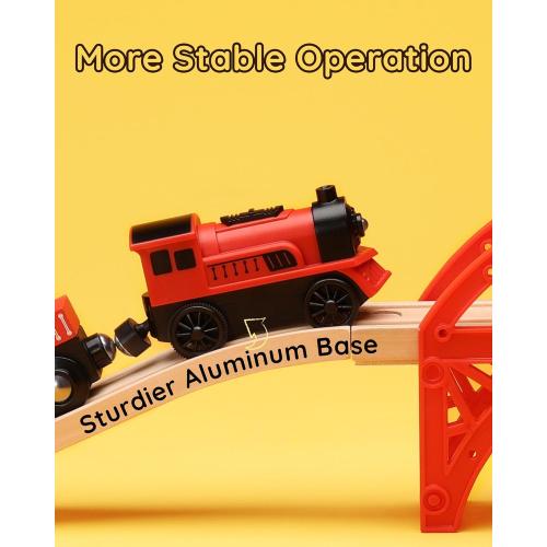 SainSmart Jr. Wooden Train Set Accessories, 2 PCS Motorized Train for Toddlers with Magnetic Connection, Battery Operated Train Compatible with All Major Brands, Gift for Kids Aged 3