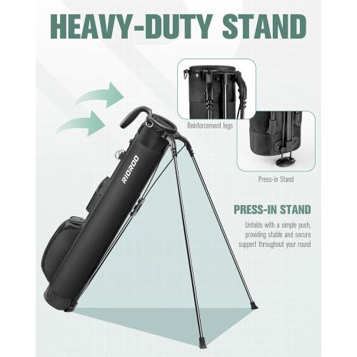 Golf Stand Bag, Lightweight Par 3 Golf Bag Holds Up to 7 Clubs with Two Way Dividers Cooler Pocket Shoulder Strap and Multiple Storage Pockets for Men and Women