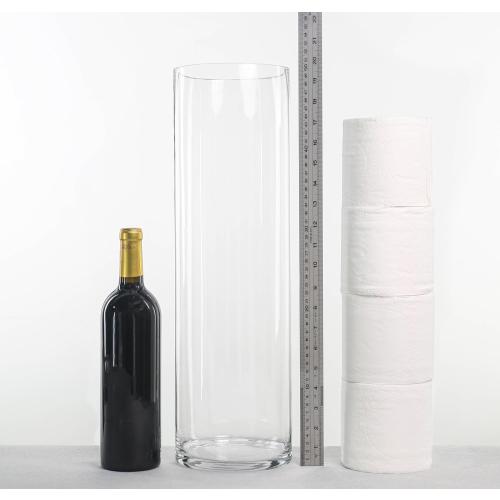 CYS EXCEL Cylinder Clear Glass Vase (H:20 D:6) | Multiple Size Choices Glass Flower Vase Centerpieces | Hurricane Floating Candle Holder Vase