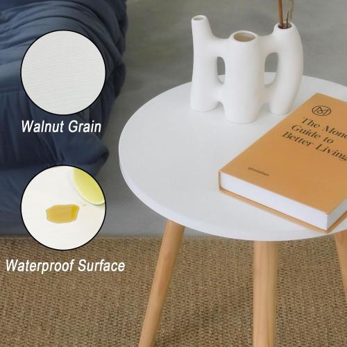 AWASEN Round Side Table, Small Accent Table Nightstand Modern End Table for Living Room Bedroom Office Small Spaces, 15.7''D x 19.69''H (White)