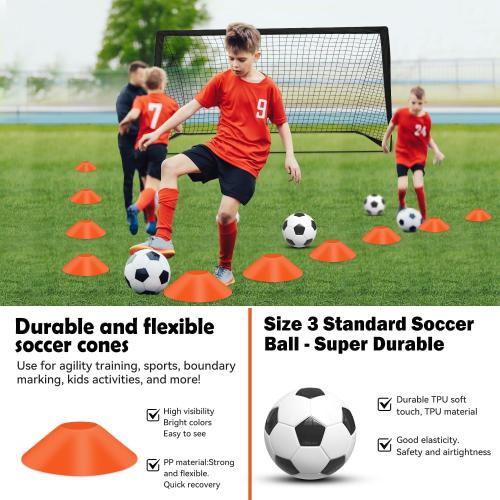 Portable Pop Up Soccer Goal - 6x4ft Backyard Training Equipment with Soccer Ball, Scoring Target Cloth, and Conesl,Fencing Training Equipment，Baseball & Softball Protective Screens