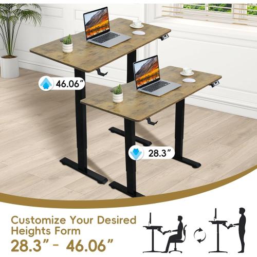 Rustic Brown 40 Electric Standing Desk, Adjustable Height Stand up Desk, Sit Stand Home Office Desk (Rustic, 40 inch)