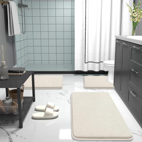OLANLY Thick Memory Foam Bath Mat Rug 30x20, Extra Soft Absorbent Bathroom Rug, Quick Dry Bath Mats, Non-Slip, Machine Washable Carpet for Bathroom, Tub and Shower, Home Decor Accessories, Ivory