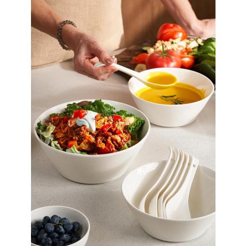 DOWAN 32 OZ Large Soup Bowls Set of 4 - White Ceramic Bowls for Kitchen, Deep Bowls for Cereal, Salad, Pasta, Fruits, Ramen, Dishwasher & Microwave Safe