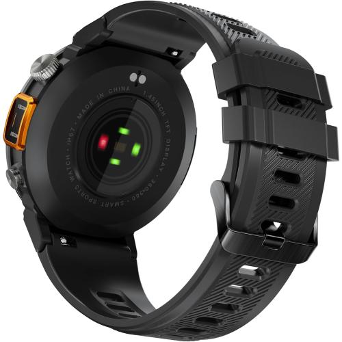 EIGIIS Military Smart Watch for Men Tactical Rugged with Bluetooth Call Flashlight 1.45'' Big Screen Fitness Tracker Heart Rate Sleep Monitor Waterproof Sports Smartwatch iPhone Android Black