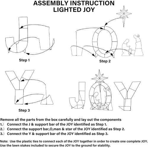 Prsildan 3.3FT x 2FT Christmas Decorations Outdoor- Lighted Joy Yard Sign, Outdoor Nativity Scene Set with 250 LEDs, Outside Christmas Decor for Porch, Lawn