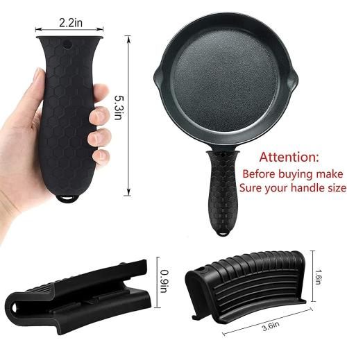 4 Pcs Non-Slip Silicone Hot Handle Holder & Assist Grips, Potholder for Cast Iron Skillets, Heat Resistant Handle Cover Sleeve for Frying Pans, Casserole, Cookware Handles, Black