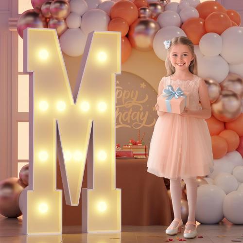 Marquee Light Up Letter Large: 4FT Sign M for Party Decoration Big Stand-up Letters Alphabet for Birthday Marry Me Proposal Bachelor Wedding Engagement Baby Shower Anniversary Graduation Decor