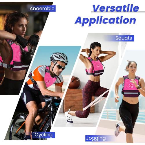 VBSD Adjustable Weighted Vest for Women Men 4-10lb/11-20lb/20-32lb Vest with 6 Ironsand Weights Body Weight Vest with Reflective Strip for Running Walking Strength Training Workouts