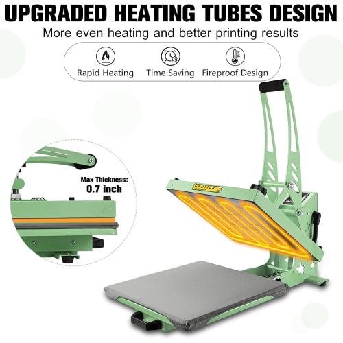 Heat Press 15x15 Slide Out Heat Press Machine, Industrial Digital Heat Transfer Machine Sublimation for T-Shirt Green