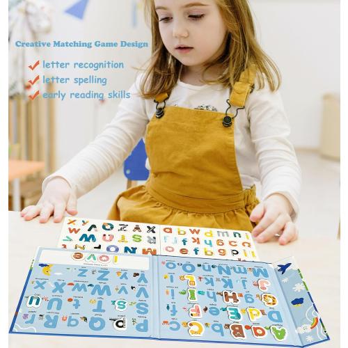 Magnetic Letters Alphabet ABC Magnets Uppercase Lowercase Letters Matching Puzzle Book Educational Preschool Learning Spelling Games Toy for Toddlers Kids 3 4 5 Years Old