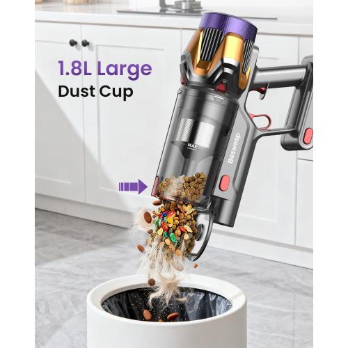 Cordless Vacuum Cleaner 55Kpa/650W/70Mins,1.8L Self Standing Stick Vacuum,Upgraded Vacuum Cordless with Hurricane Mode,Touch Screen,Anti-Tangle Wireless Vacuum,Vacuum Cleaners for Home/Pet Hair/Carpet