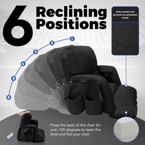 Extra Wide Stadium Seats With Back Support 2 Pack, Exclusive Sofa Style Design Thick Bleacher Chairs With Back and Cushion, 6 Reclining Positions - Ultimate Comfort for Sports Events (Black, 25)