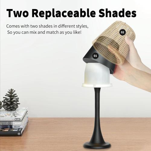 Mr. White Outdoor Waterproof Cordless Rechargeable Portable Touch Battery Operated Powered Table Lamp for Restaurant Kitchen Patio Dinner Dining (Black)