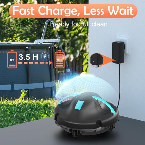 (2026 New) Pool Vacuum for Above Ground Pool, Cordless Robotic Pool Cleaner with Dual Motors Strong Suction, 130-Min Runtime, Auto-Parking, Pool Vacuum Robot for Inground Flat Pools Up to 1100 Sq.Ft