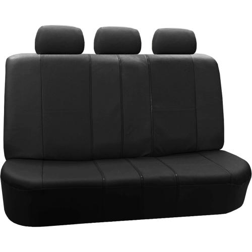 Deluxe Leatherette Seat Covers Rear Set, Airbag Compatible, Black Color-Universal Fit for Cars, Auto, Trucks, SUV