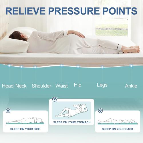 Eiayeebil 3 Inch Memory Foam Mattress Topper Twin, Memory Foam Pad with Removable & Washable Cover, Bed Topper for Back Pain, Non-Slip Ventilated Design, Twin Size