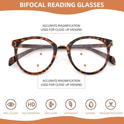 3 Pack Bifocal Reading Glasses for Women Men Clear Top Rectangle Multifocal Readers Blue Light Bi-focal Eyeglasses (Multicolor,  2.50)