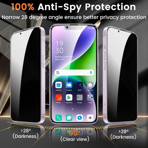 3 3 Pack Privacy Screen Protector for iPhone 14 Plus 6.7-Inch with 3 Pack Camera Lens Protector, Anti Spy Tempered Glass Film 9H Hardness Bubble Free Case Friendly