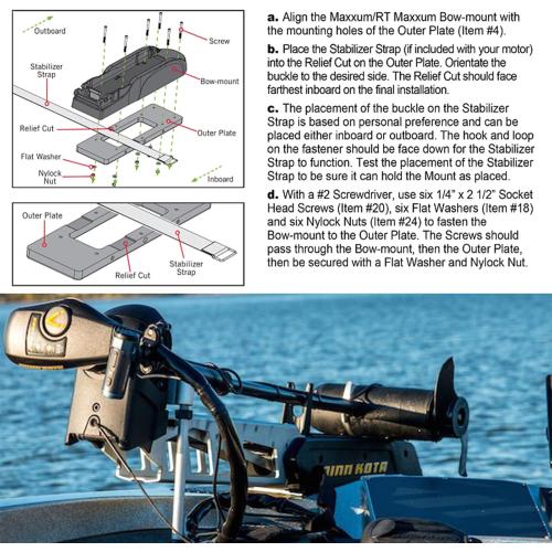 1854023 MKA-23 Quick Release Bracket fits for Ultrex Fortrex Maxxum and Edge Trolling Motors - Easy Removal and Secure Attachment with Stainless Steel Pins