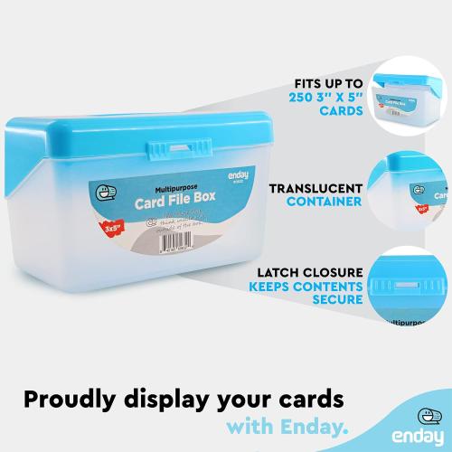 Enday Index Card Holder, 3x5 Note Flash Card Organizer Case, Stackable Index Card File with flip top, Recipe Purple, Red, Green, Blue, Grey, Pink Holder, Holds 250 Cards, Multicolor (12 Pack)