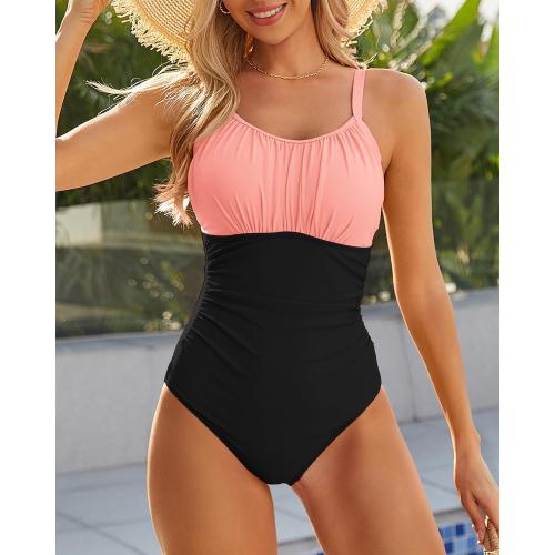 Size L Century Star Tummy Control One Piece Swimsuit for Women Vintage Bathing Suits Ruched Swimwear