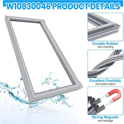 Upgraded W10830046 Refrigerator Door Gasket Compatible with KitchenAid Jenn Air Whirlpool W10163997 Refrigerator Door Seal Replacement For Kenmore W10443241 Door Gasket Seal