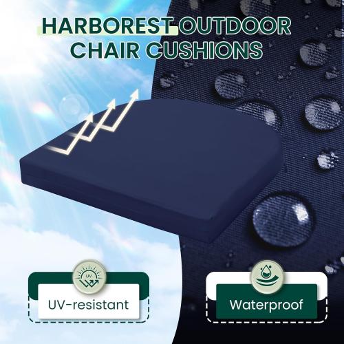 HARBOREST Outdoor Chair Cushions Set of 2, Water Resistant Patio Chair Cushions with Ties, Outdoor Seat Cushions for Patio Furniture, 17x16x2, Navy
