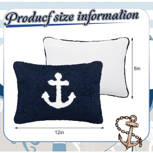 Peryiter Coastal Anchor Throw Cute Anchor Plush Pillows for Bedroom Decor Sofa Living Room Home Cushion Outdoor Party, 12 x 8 Inches