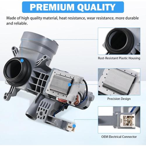 WPW10605427 Washer Drain Pump Replacement for Whirlpool, Maytag, Amana, Crosley Washing Machine - Fits W10605427, W10425238, W10918044, W10799065, AP6023357, PS11756700, PS11754613