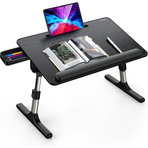 Besign LT07 Lap Desk [Extra Large], Adjustable Laptop Table, Portable Standing Bed Desk, Foldable Sofa Breakfast Tray, Notebook Computer Stand for Reading and Writing (Black)