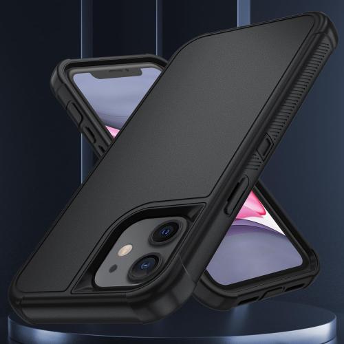 SunStory Compatible with iPhone 11 Case with HD Screen Protector, 3-Layer Heavy Duty Full-Body Cover,3 in 1 Hybrid Protective Case for iPhone 11 6.1,Black