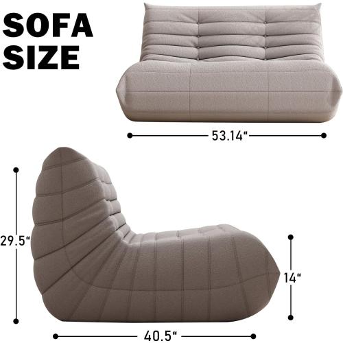 Grey Bean Bag Chair for Adults, Oversized Loveseat Fireside Chair Comfy Lazy Floor Sofa, 2 Seater Lazy Sofa Couch Memory Foam Bean Bag for Living Room, Bedroom Apartment Office (Grey)