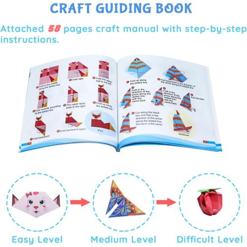 Origami Kit for Kids Ages 5-16, 116 pages with 54 Patterns & Instruction Book | Origami Paper Kit for Beginners & Advanced | Arts & Crafts Toys for Girls & Boys Ages 8-12 | Birthday & Christmas Gifts