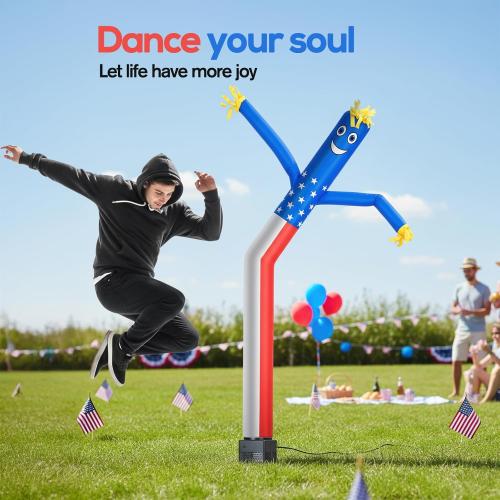 6ft American Flag Inflatable Waving Tube Man with Blower | Ideal for Business Promotion, Grand Openings, and Outdoor Events. Eye-catching Inflatable Tube dancer for Advertising