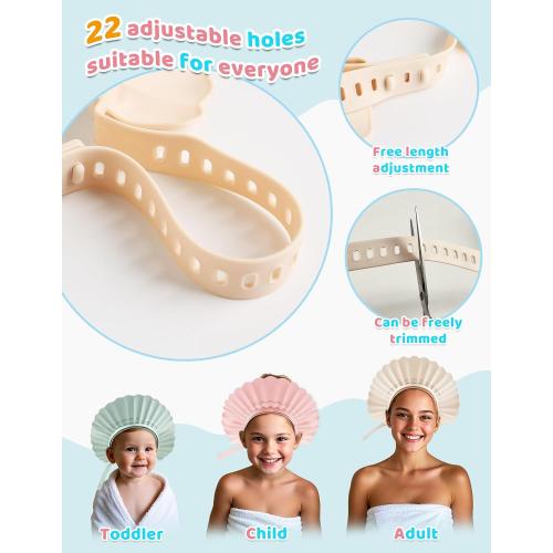 Kids Shower Cap, Baby Hair Washing Shield, Bath Visor for Toddlers, Bathing Head Face Eye Ear Protector, Air Cushioned Shampoo Caps with 20-Size Adjustment for 6Month  to Adult (Blue)