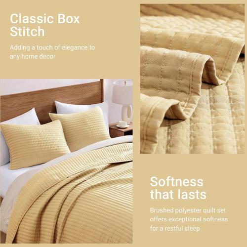 WRENSONGE Twin Quilt-Lightweight Bedspreads Yellow Twin Quilt Bedding Set