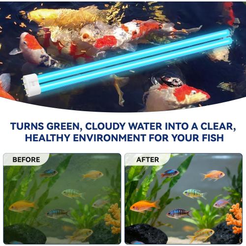 2 Pack 55 Watts UV Light Bulb, 2G11 Base-4 Pin for Koi Pond & Aquarium Clarifiers, Compatible with Oase Bitron 55/110, Aqua Medic Helix Max 55, Jebo, Jebao pu55, cw55, SUNSUN 55W