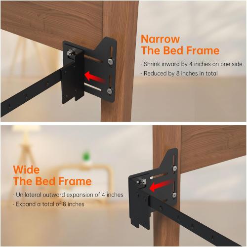 Headboard Adapter Kit, 2 PCS Headboard Brackets for Metal Bed Frame, Full to Queen Conversion Kit