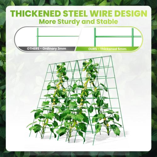 2 Pack Cucumber Trellis for Raised Bed 48 x 34, Foldable Garden Trellis for Climbing Plants Outdoor, A Frame Metal Trellis with Support Clips, Spiral Connectors and Twist Tie for Garden.