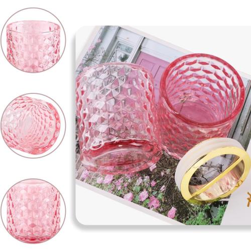 2pcs Pink Toothbrush Holders for Bathrooms, Glass Toothbrush Holder and Bathroom Tumbler Cup Set, Gold Bathroom Tooth Brush Cup Organizer for Brushes,Toothpaste and Razor