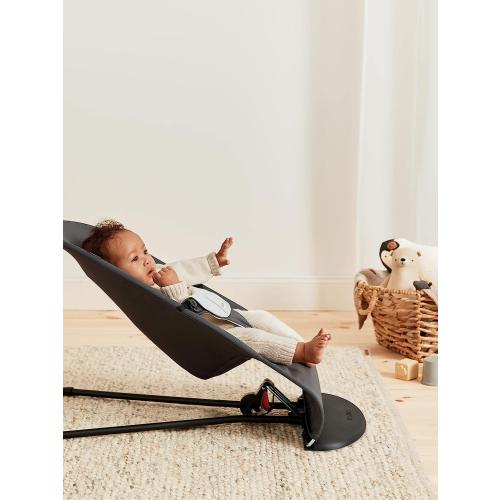 BabyBjörn Bouncer Balance Soft, Woven/Jersey, Dark Gray/Gray | 2-in-1 Adjustable Baby Bouncer Seat and Toddler Chair, Newborn to Toddler (8-29 lbs), 4 Positions, Lightweight & Portable